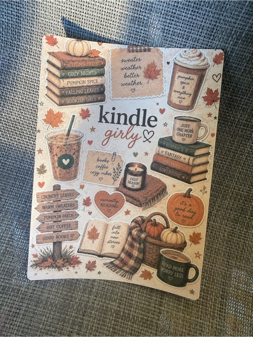 Kindle Girly Autumn Cozy Kindle Colorsoft Insert - Neutral Brown